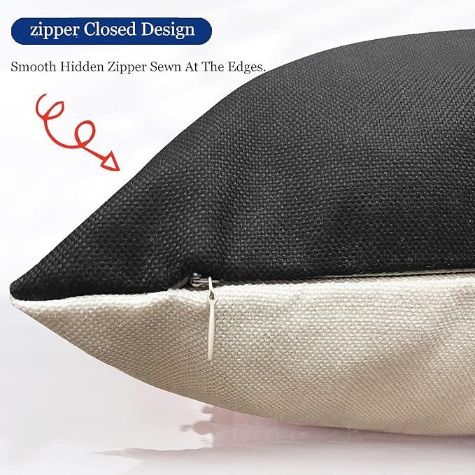 Decorative Throw Pillow Covers Set of 4 Black White Pillow Covers 12x20 inch Throw Pillow Cases Linen Square Pillow Case,Farmhouse Outdoor Geometric Pillow Covers for Couch Sofa Living Room