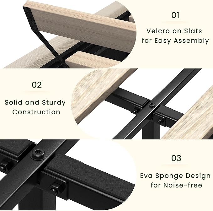 LARMACE Queen Size Bed Frame with 4 Storage Drawers and Tufted Headboard Linen Upholstered Platform Bed Frame with Heavy Duty Wood Slats, No Box Spring Needed, Easy Assembly, Beige