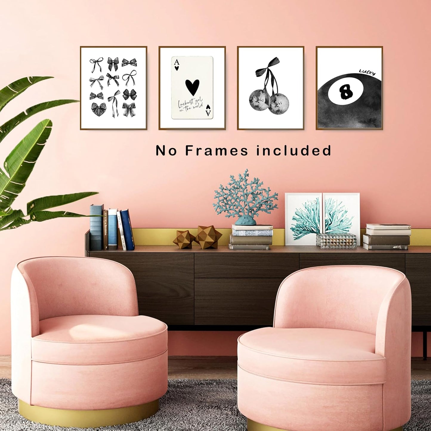 okaxscm Black Coquette Trendy Preppy Wall Art Prints Set of 4, Coquette Room Decor, Preppy Room Decor Aesthetic, Black Bow Disco 8 Ball Cherry Wall Decor Posters for Girls Bedroom Dorm, 8x10 Unframed