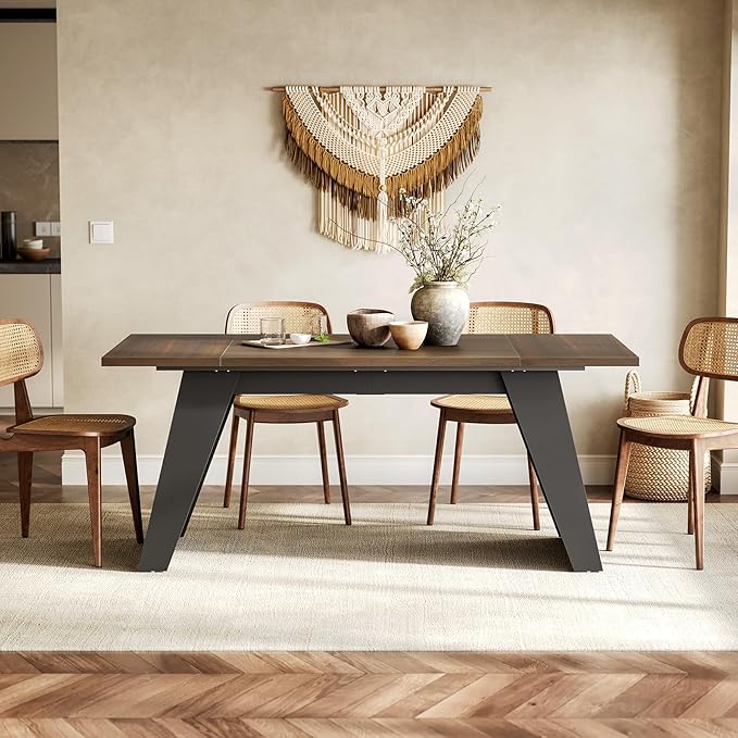 LITTLE TREE 71-Inch Dining Table, Rectangular Kitchen Table for 4-6 People, Heavy-Duty Furniture Legs, Multi-Functional Kitchen/Dining/Living Room Furniture, Black