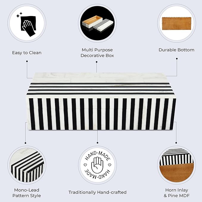 Handicrafts Home Handmade Mono Collection Decorative Jewelry Box Organizer – Keepsakes, Trinkets, and Home Decor – Antique Coffee Table Storage, Memory Box, Farmhouse Style Decor Lead, 10x4.5x2.5