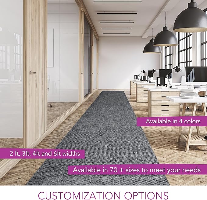 iCustomRug Spartan Weather Warrior Indoor/Outdoor Utility Berber Loop Carpet Runner with Non-Slip Thermoplastic Rubber Backing, 3ft X 8ft in Grey