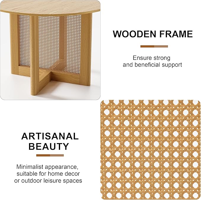 Casaphoria 52" Dining Table, Modern Kitchen Table for 4-6, Farmhouse Style with Round Top & Wicker Base, Easy Assembly for Living Room, Kitchen, Natural Wood