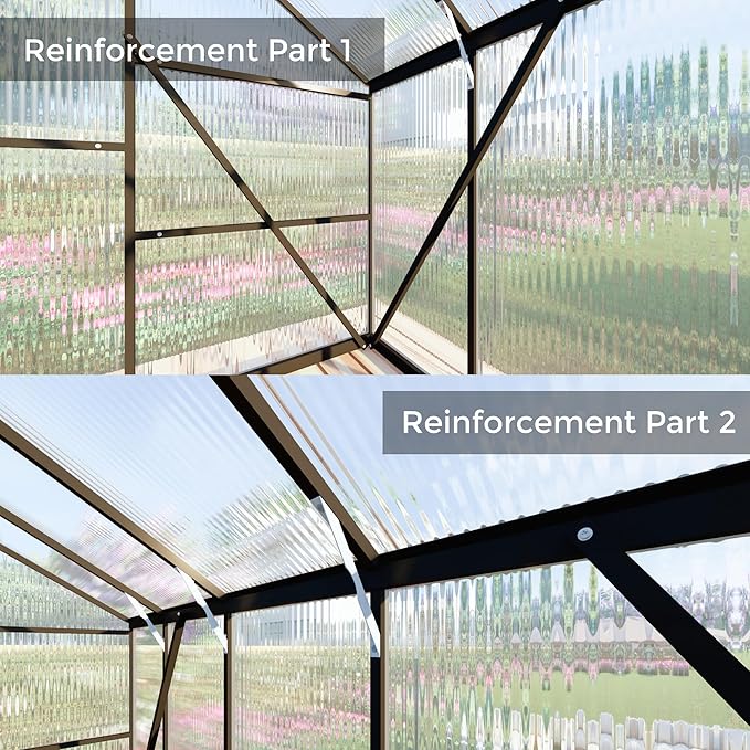 8x8 FT Greenhouses for Outdoors, Polycarbonate Greenhouse with PC Panels, Greenhouses for Outdoors for Yard, Garden, Hobby, Dark Grey