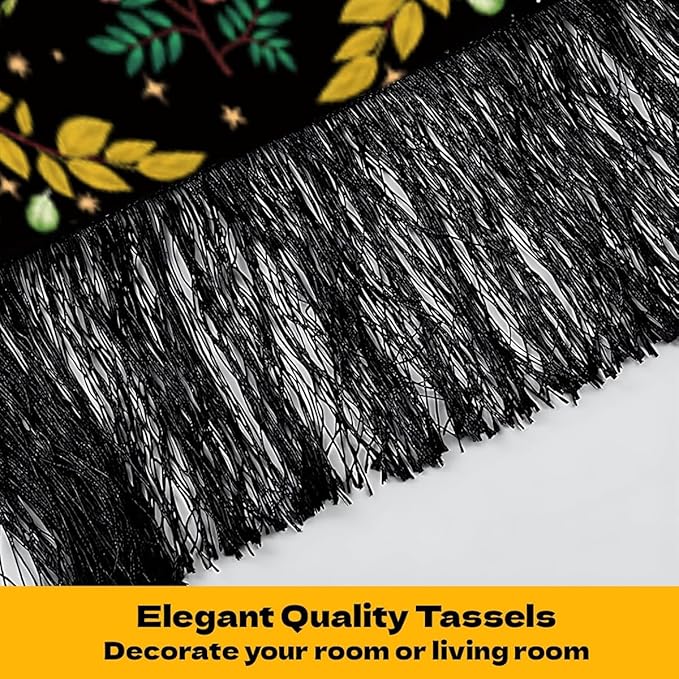 Mystical Long Tapestry Vertical Wall Hanging Cute Botanical Mushroom Moth Butterfly Bohemian Tapestry for Bedroom Aesthetic Moon Phase Plant Wall Tapestries with Tassels Black Room Decor 13x51 Inches