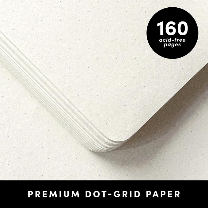 PAPERAGE Dotted Journal Notebook, (Dark Green), 160 Pages, Medium 5.6 in x 8 in - 100 GSM Thick Paper – Hardcover Journaling Notebook for Work, School & Bullet Journaling