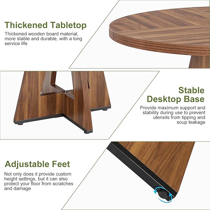 NicBex 47 Inch Round Dining Table, Wooden Dinner Table for 4, Small Farmhouse Kitchen Tables with Cross Base for Dining Room, Kitchen, Living Room, Dark Brown