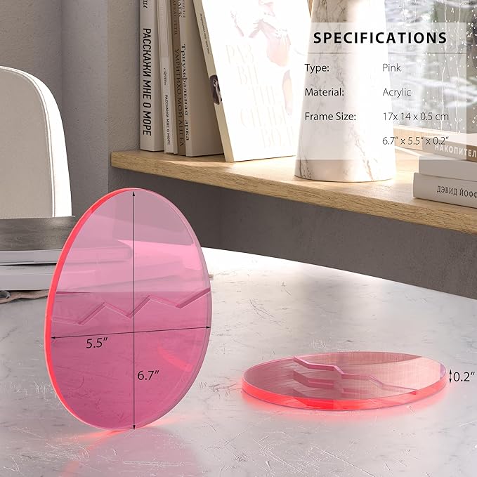 Acrylic Coaster Decorative Plates,Office Desk Accessories, Clear Dinosaur Egg Shape Coffee Cup Decor, Perfect for Tabletop Protection and Display.