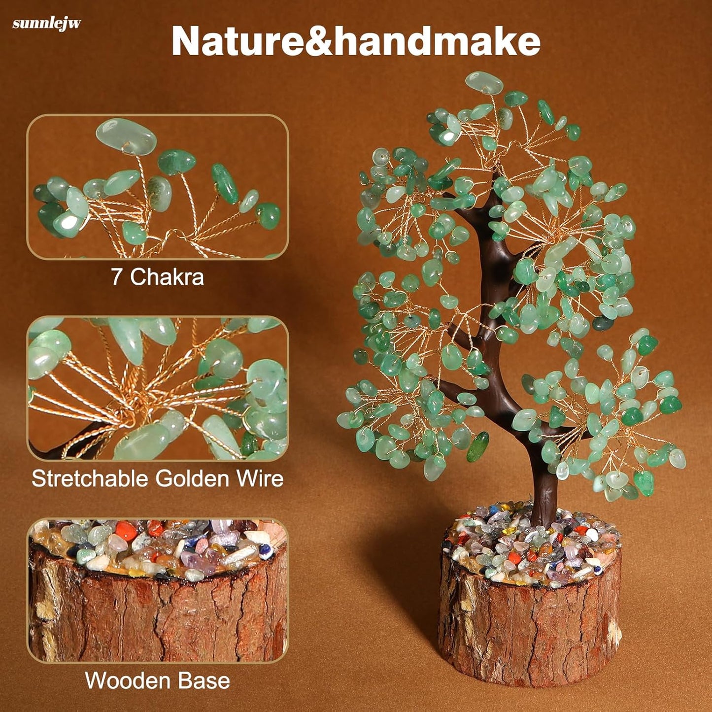 Green Chakra Crystal Tree of Life,Crystals and Healing Stones,Fengshui Money Tree,Birthday Gifts for Women,Spiritual Meditation Gifts for Positive Energy,Crystal Decor