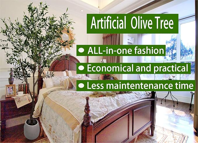 Artificial Olive Tree 7ft(82in,2200+Uv Protection Leaf) Tall,Faux Olive Tree Indoor Artificial Tree for Modern Home Office Living Room Floor Decor Indoor