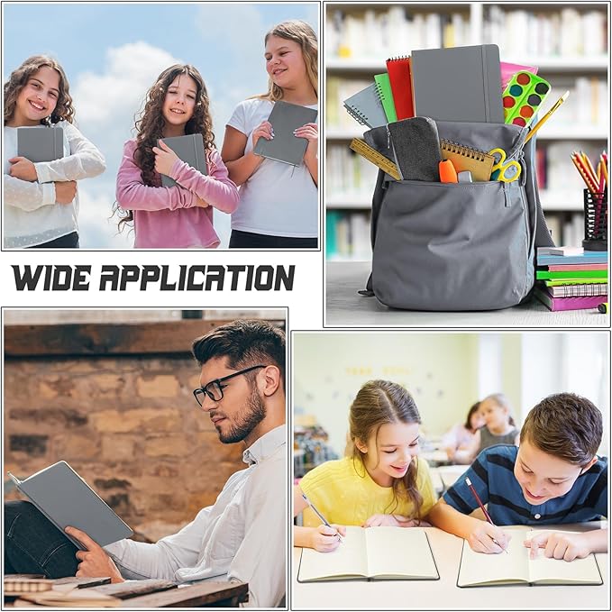 Honoson 20 Pack Lined Journal Notebooks A5 Hardcover Executive Notebook 5.5" x 8.3" PU Leather Wide Ruled Journals Bulk with Elastic Band for Home Business Office School Supplies(Gray)