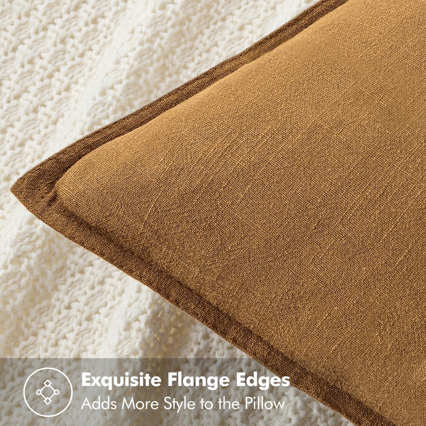 MIULEE Decorative Linen Euro Sham Pillow Covers 22x22 Inch Hazel Boho Farmhouse Neutral Couch Throw Pillows for Bed Pack of 2 Accent Modern Pillowcase Sofa Livingroom Home Decor