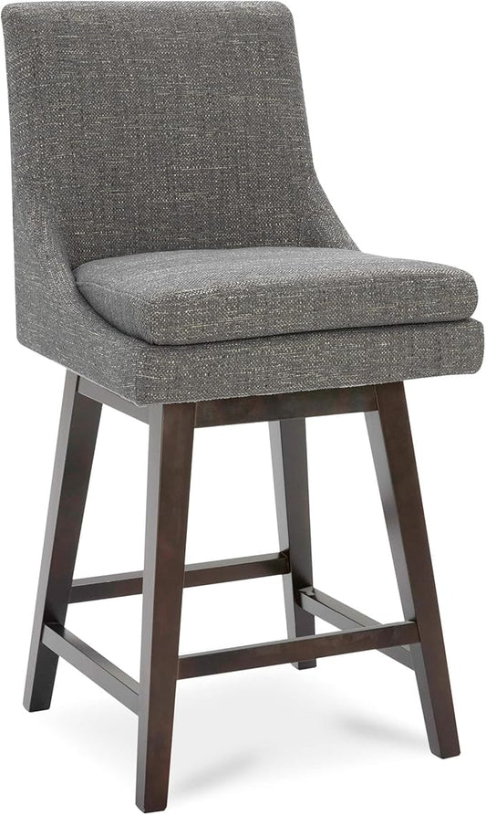 CHITA Counter Height Swivel Barstool, FSC Certified Upholstered Bar Stool, 26.8" H Seat Height, Fabric in Fog
