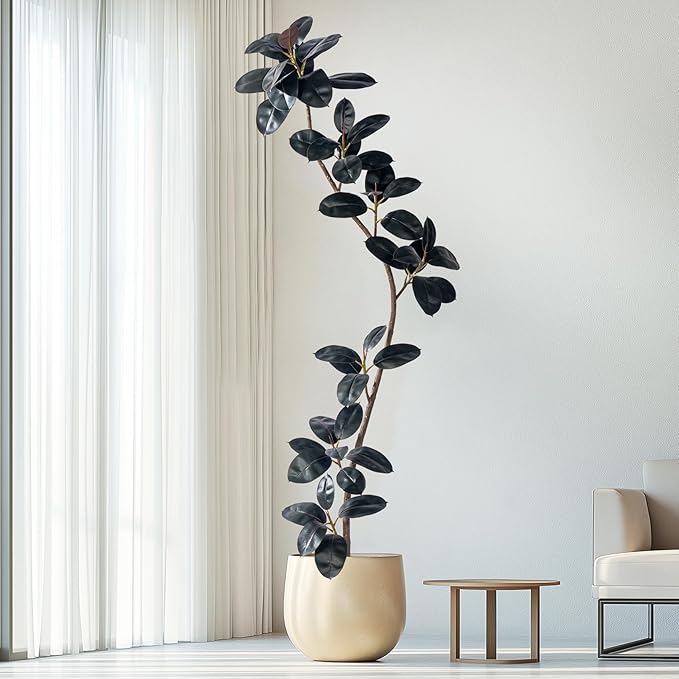 7.2ft Artificial Rubber Tree Faux Plants Indoor Faux Floor Artificial Trees Indoor,Fake Plant Fake Tropical Plants,Large Floor,Real Touch Rubber Tree for Home Decor