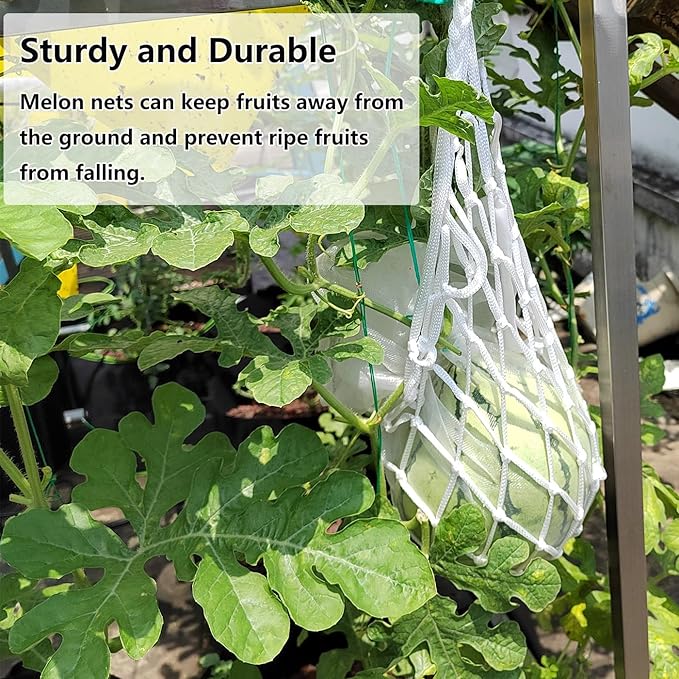 Belit Melon Hammock Cradle 5-Pack net Bags to Prevent Falling, Perfect for Growing Cantaloupe Pumpkin Watermelon in Vertical Garden White