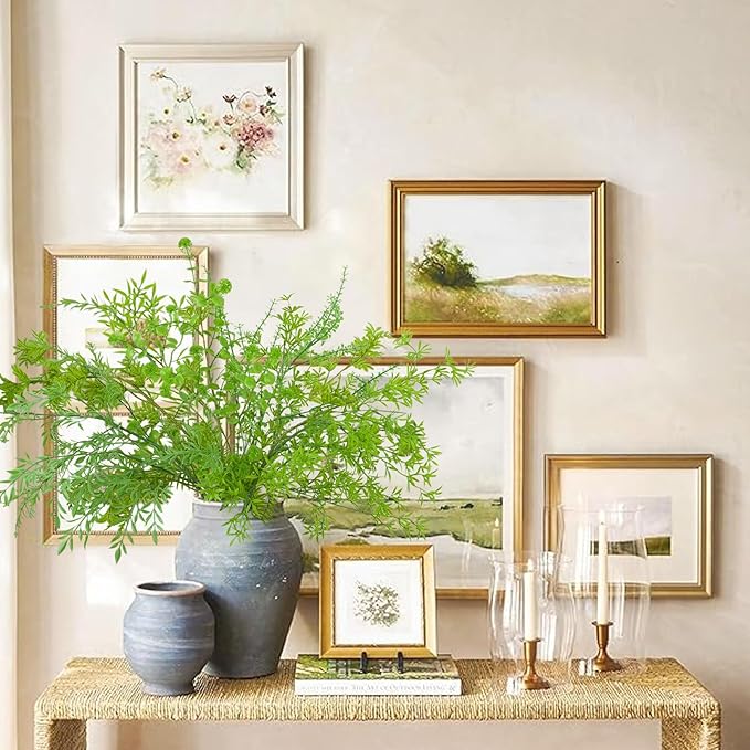 8PCS Artificial Greenery Stems,35''Faux Greenery Eucalyptus Fern Stems Picks for Floral Arrangements with 8 Kinds of Fake Plastic Plants Table Vase Filler Decor for Farmhouse Indoor Outdoor