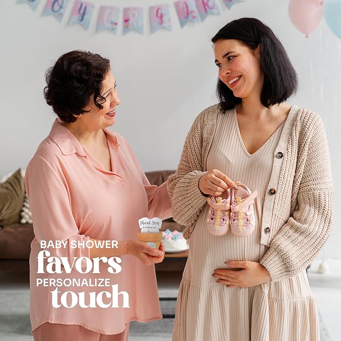 Set of 6 Seed Paper – 6 Pink Onesie & 6 Orange Pots with Stickers for Baby Shower, Gender Reveal, Birthday, Mother's Day & Other Milestone Celebrations