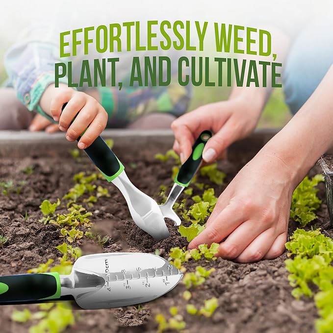 23-Piece Gardening Tools Set with Bag – Heavy-Duty Rust-Proof Hand Tools with Plastic Handles Includes 15 Plant Tags – Ideal Gift for Women, Men, Mom, Dad & Gardeners