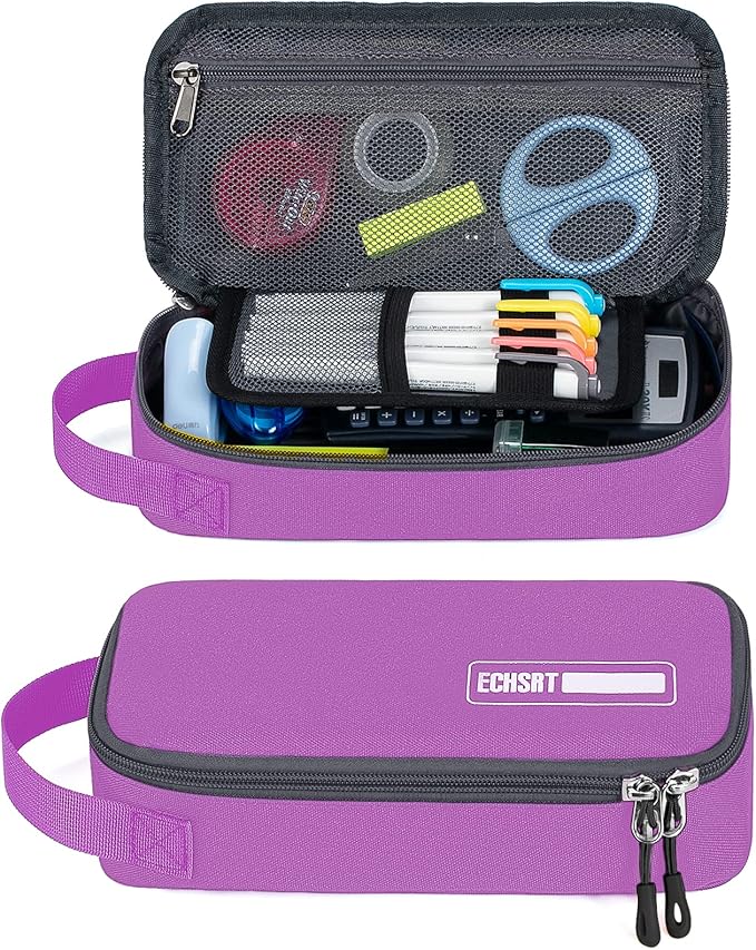 ECHSRT Large Pencil Case, Aesthetic Pen Pouch with Big Capacity, Minimalist Portable Stationery Bag with Handle for Office Organizer Aesthetic Pencil Cases