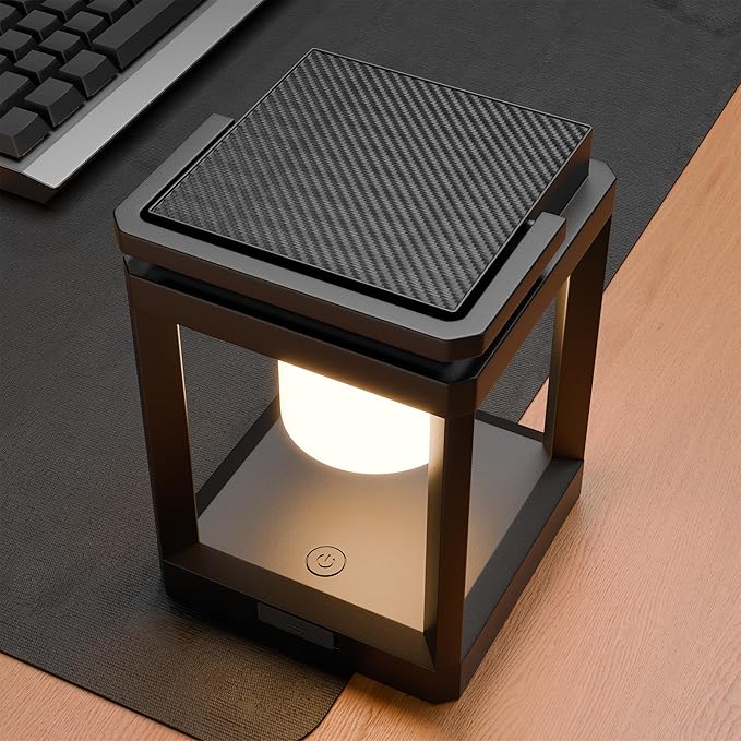 Outdoor Solar Table Lamp, 3-Level Brightness Warm LED Lantern, USB & Solar Powered Solar Lantern Waterproof, Touch Control Outdoor Lamps, Portable Cordless Lights for Patio, Balcony, Bedroom