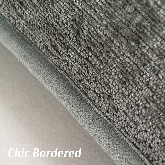 FUTEI Grey Chenille Throw Pillow Covers 24x24 Inch Set of 2,Soft Cozy Bound Edge Design European Cushion Cover,Home Decor for Couch Bed Living Room