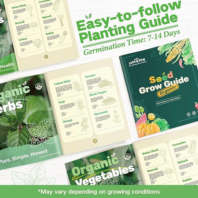 Lush&Dew Culinary Herbs Kitchen Garden Heirloom Seed Bank, Gardening Gifts, 16 Varieties Non-GMO Seeds for Planting Herb in Raised Garden Beds Windowsill, Survival Seed Kit, Cooking Spices Basil Dill