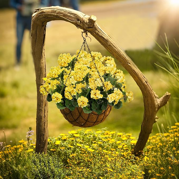 Plastic Flowers for Outdoors Home Decor Fake Plants Artificial Flowers Artificial Geraniums Outdoor Fake Flowers Silk Bouquet, Fall Decor for Interior Porch Garden Decor14.4(Yellow) 8PCS