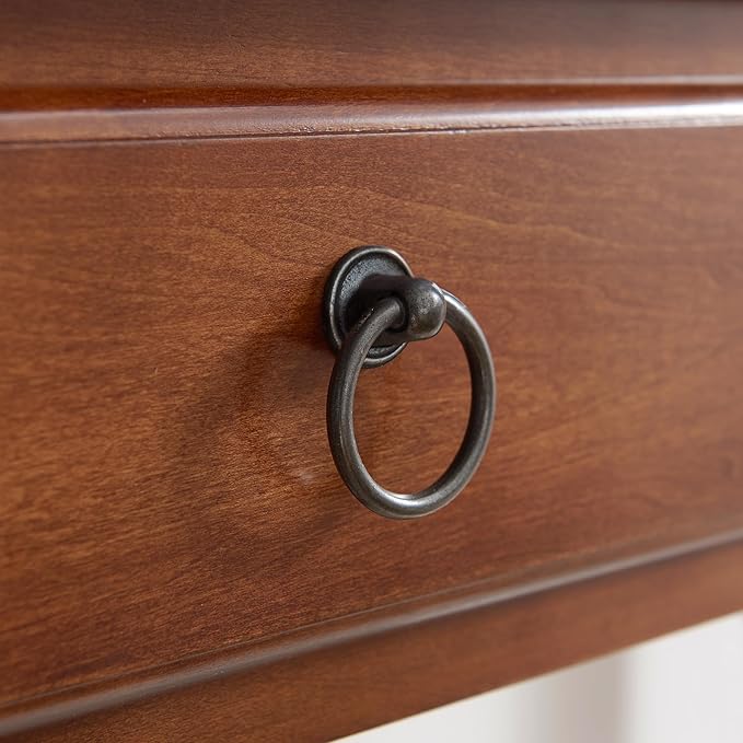 Coastal Solid Wood Oval Coffee Table with Shelf and Drawer, Rich Pecan Brown, Perfect for Living Rooms and Small Spaces – Leick Home, 20044-PC