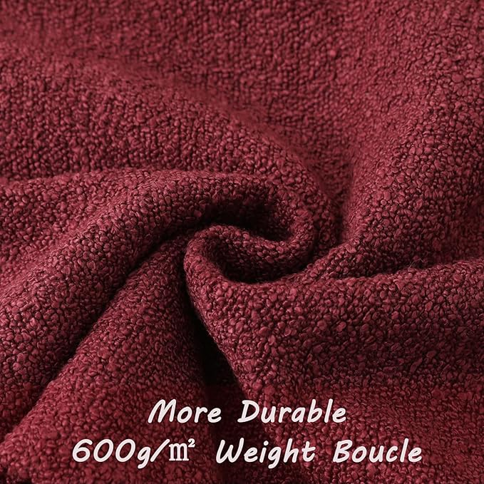 FUTEI Pack of 2 Burgundy Decorative Throw Pillow Covers 26x26 Inch Soft Cozy Solid Boucle Textured Euro Pillow Shams,Modern Home Decor for Couch Bed Living Room