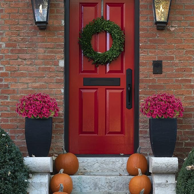 Artificial Flowers Fake Silk Flowers Outdoor UV Res5 Bunistant Faux Flowers Plastic Fabric Greenery Plants for Hanging Planter Kitchen Home Office Wedding Garden Decoration(Fuchsia)