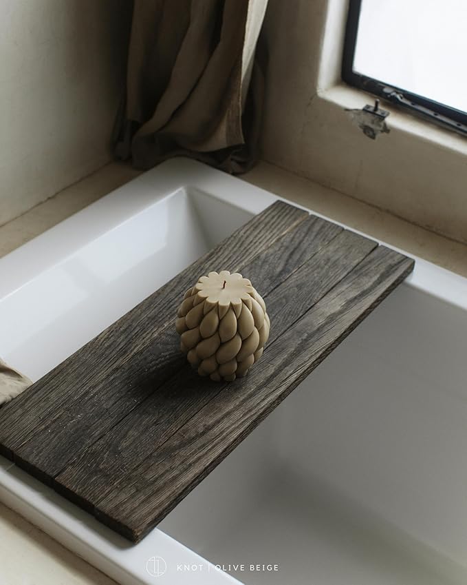 LAWA Knot Ball Candle - Large Beautiful Handmade Pillar Scented Soy Wax Elegant Bubble Aesthetic Candle Housewarming Gift Home Room Shelf Decor Idea Olive Beige