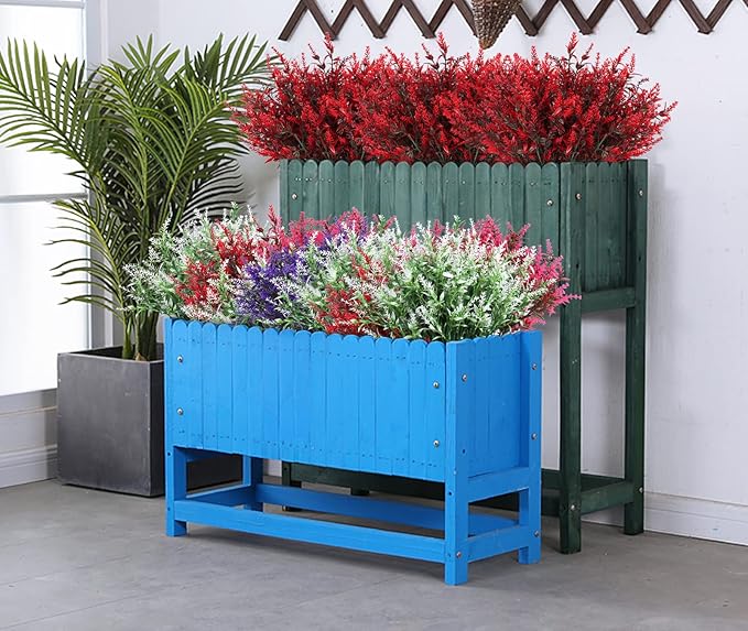 RECUTMS Spring Decoration, Artificial Greenery,36 Pcs Artificial Flowers Outdoors Fake Lavender Plants Indoor UV Resistant Plastic Faux Bouquets for Outdoor Home Garden Porch Decoration(Red)