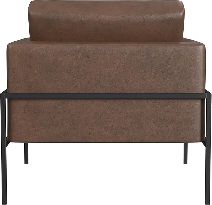 HomePop Modern Metal Frame Accent Chair Home Décor|Accent Chairs for Living Room & Bedroom - Brown Faux Leather