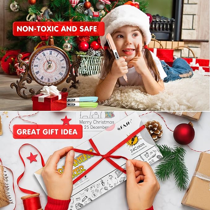 SFAIH 24 Pastel Permanent Markers - Assorted Dreamy Colors, Quick Drying, Fade Resistant, Fine Point Permanent Markers for Paper, Scrapbook, Coloring Book, Poster, School, Home, Art Painting, Drawing