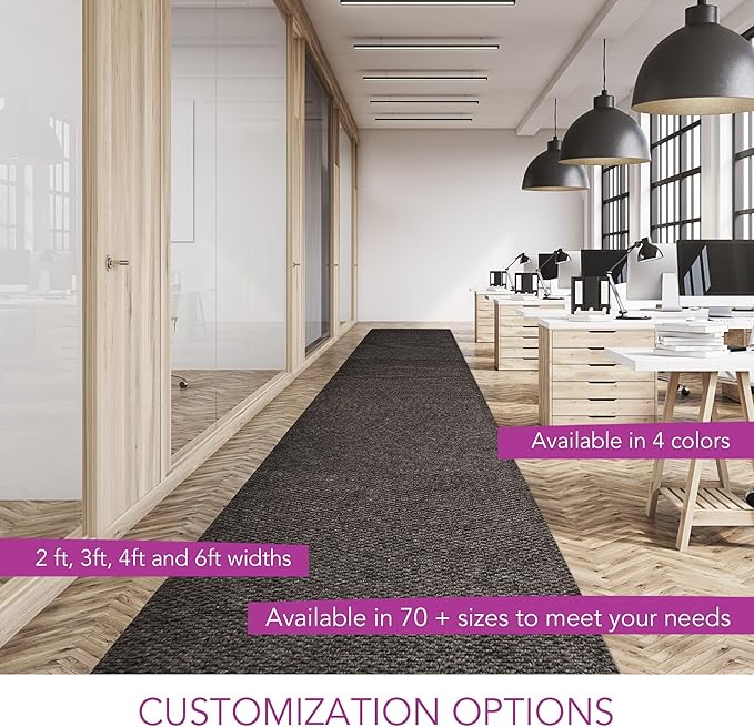 iCustomRug Spartan Weather Warrior Indoor/Outdoor Utility Berber Loop Carpet Runner with Non-Slip Thermoplastic Rubber Backing, 6ft X 40ft in Brown