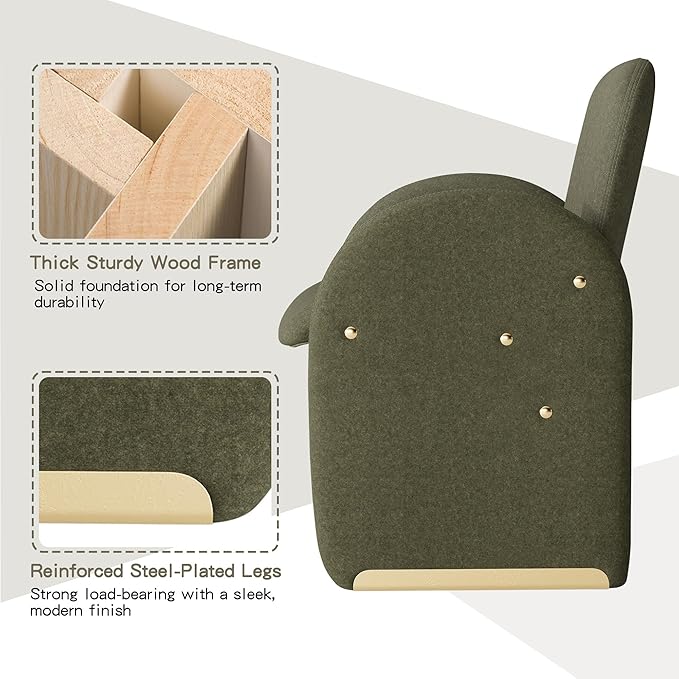 YOUTASTE Oversized Mohair Accent Chair for Living Room & Bedroom, Mid-Century Modern Armchair with Wood Frame & Gold Legs, Comfy Upholstered Single Sofa, Green