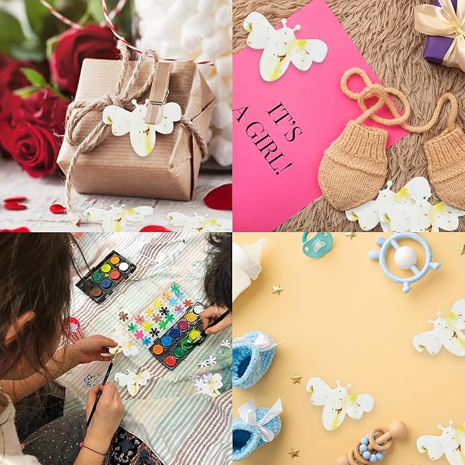 Set of 24 – Plantable Seed Paper Embedded with Wildflower Seeds for Bridal Shower, Wedding Gift, Birthday, & Other Milestone Celebrations (Yellow - Bee Set)