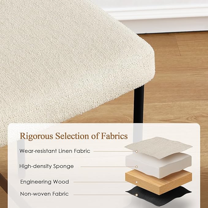 Counter Height Bar Stools Set of 2, Modern Upholstered Bar Stools with Back, Linen Counter Height Chairs with Metal Legs and Padded Cushion for Kitchen Island, Home Pub and Bars, Beige