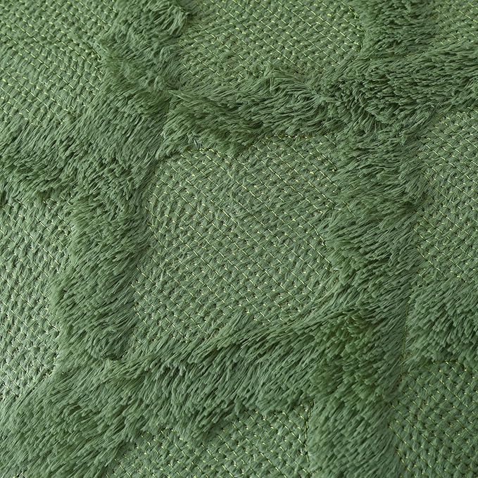 Set of 2 Soft Moroccan Throw Pillow Covers 24x24 Inch Plush Boho Decorative Pillow Cover Accent Cushion Case for Couch Sofa Bed, Olive Green