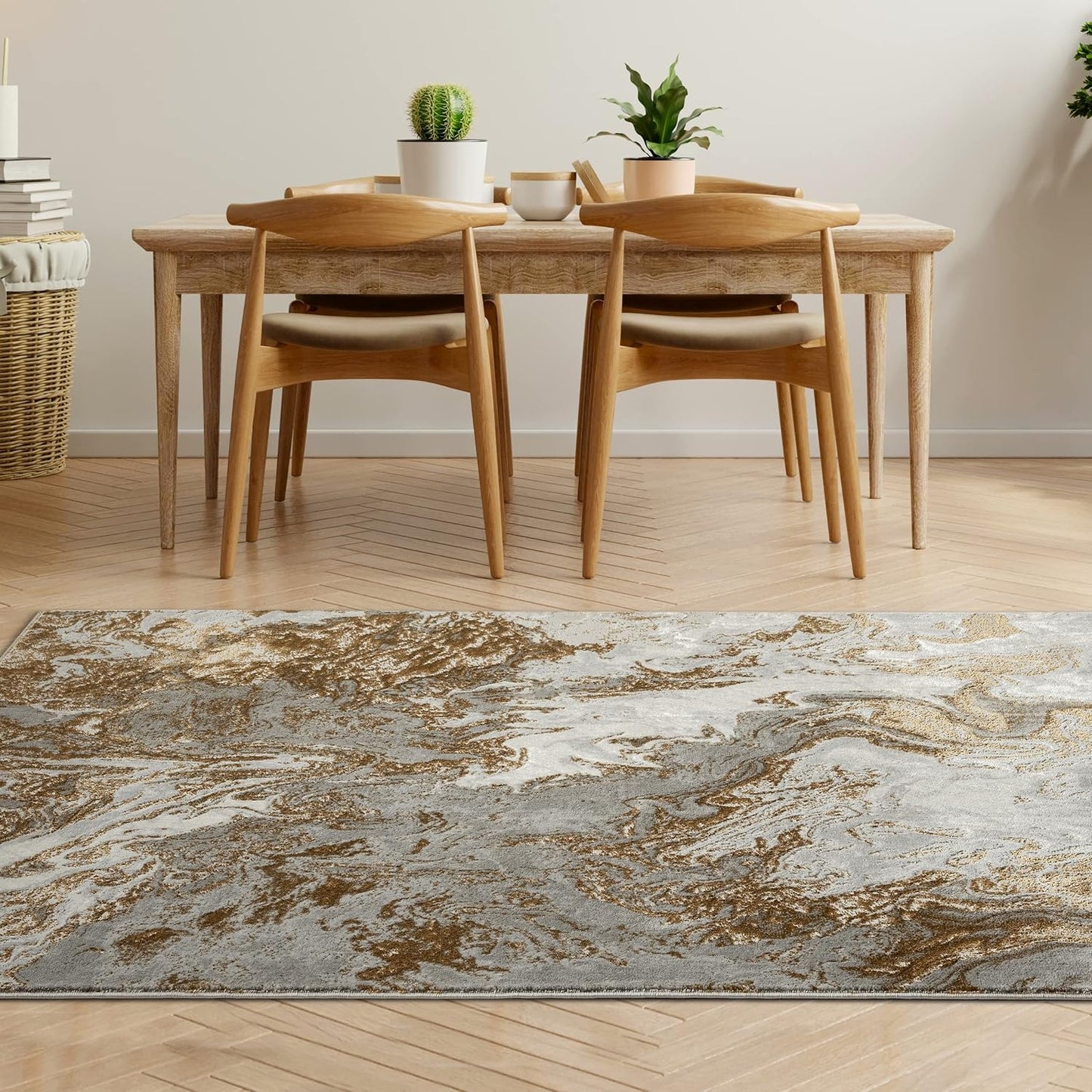 LUXE WEAVERS Marble Swirl Abstract Area Rug, Gray 4x5