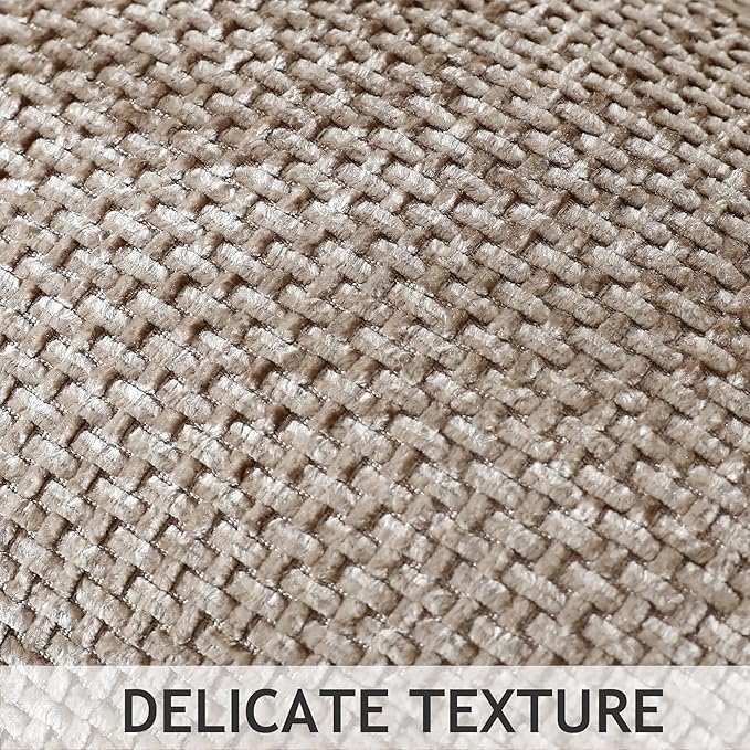 Stellhome Pack of 2 Woven Textured Decorative Throw Pillow Covers Soft Chenille Accent Luxury Cushion Cases for Living Room Couch Bed Sofa Farmhouse Boho Home, 12x20 inch, Light Brown