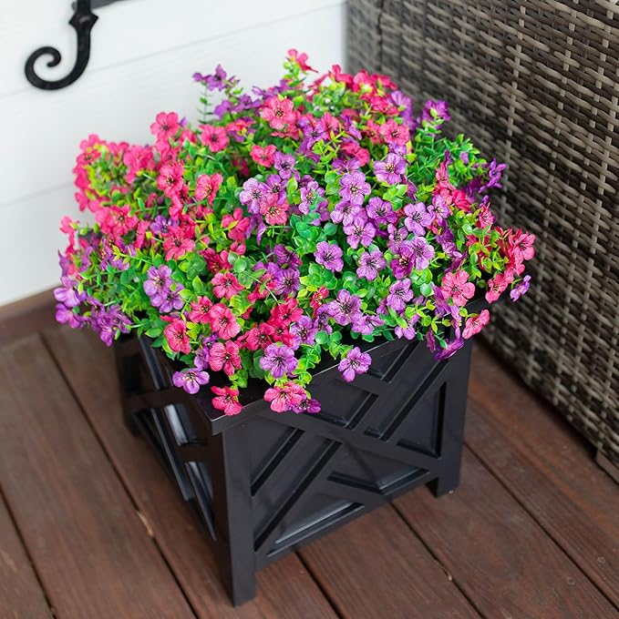Ivydale Artificial Fake Flower Plants for Outdoor Outside Summer Decoration, 12 Bundles Silk Mixed Colorful Daisy UV Resistant Look Real for Planter Home Porch Patio Window Box