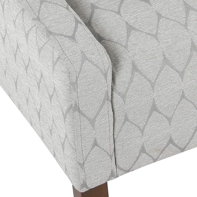 Homepop Home Decor | Upholstered Classic Swoop Arm Accent Chair | Accent Chairs for Living Room & Bedroom | Decorative Home Furniture, Gray Leaf