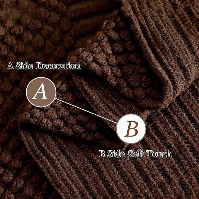 Blagic Knitted Throw Blanket for Couch and Bed, Soft & Cozy Knit Blanket with Tassel, Brown Lightweight Decorative Blankets & Throws, Farmhouse Warm Woven Blanket for All Seasons,50" W x 60" L