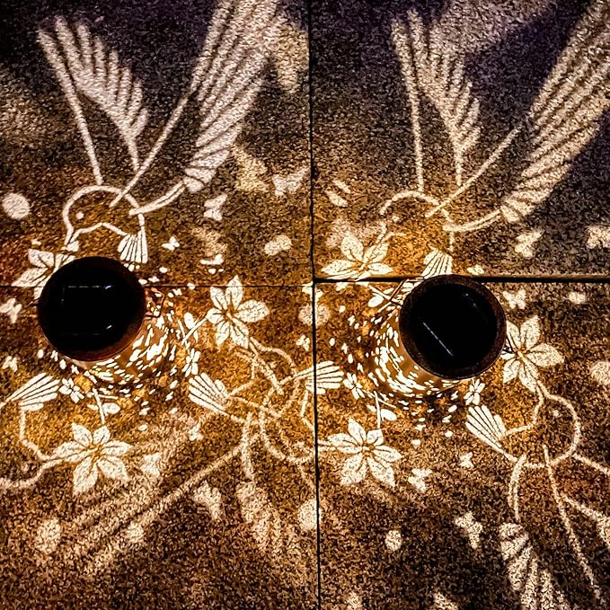 Christmas Gifts for Women, 2 Pack Solar Lanterns Outdoor Waterproof Hummingbirds Birthday Gifts for Women Mom Grandma Garden Decor Hanging LED Decorative Light for Patio Yard Lawn Gardening Gifts