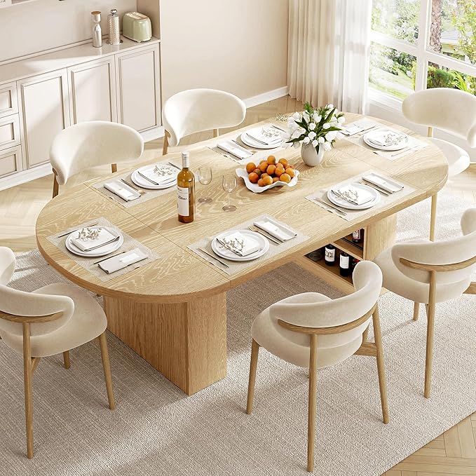 78.7" Dining Table for 6 8 10, Modern Dining Room Table with Storage, Wood Kitchen Table with Heavy Duty Legs, Dinner Tables for Kitchen Dining Room (Natural)