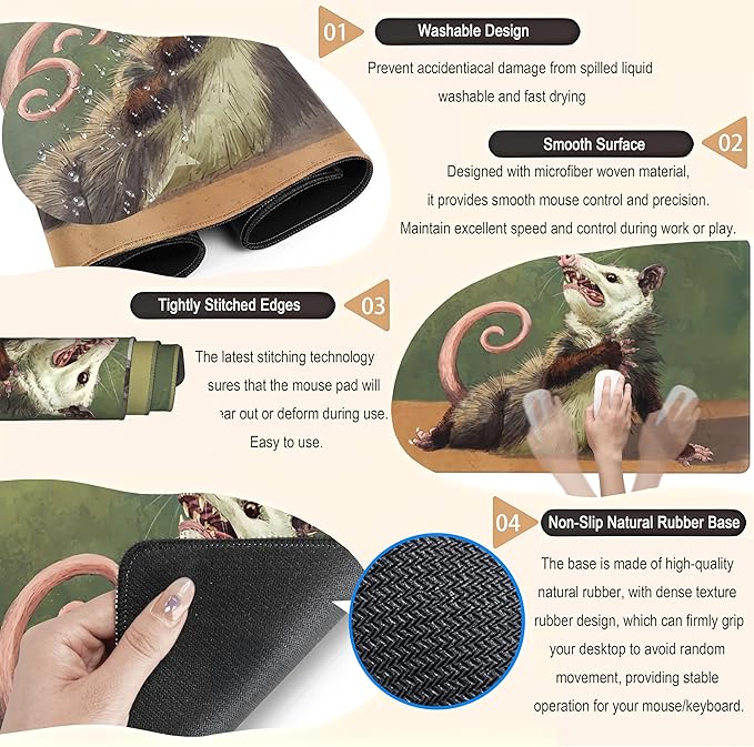 Cute Kawaii Anime Mouse Desk Mat Cartoon XXL Large Gaming Mouse Pad with Stitched Edges, Cool Computer Laptop Keyboard Mouse Mat 31.5x15.75 in, Non-Slip Rubber Base Mousepad for Gamer Lover