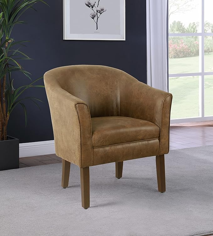 HomePop Modern Barrel Accent Chair, Brown