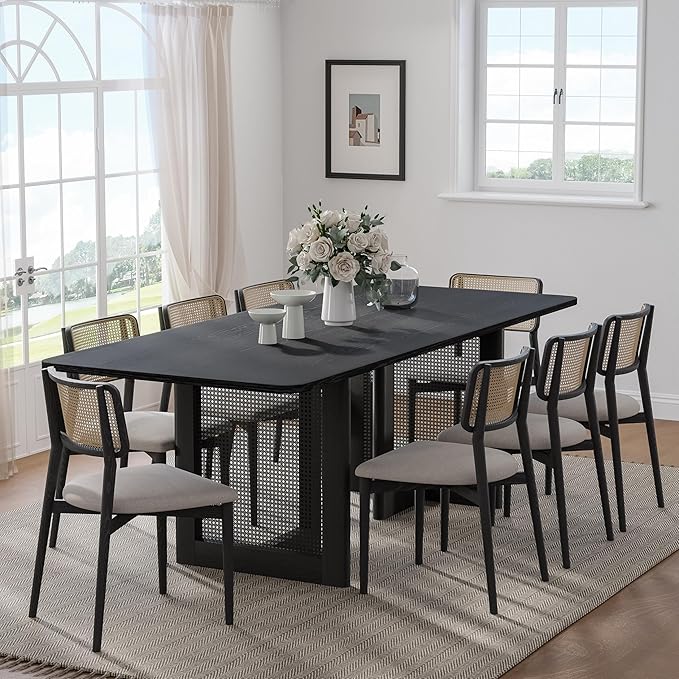 Casaphoria 67" Dining Table, Modern Kitchen Table for 4-6, Farmhouse Style with Rectangular Top & Arched Legs, Easy Assembly for Living Room, Kitchen, Bar, Natural Wood
