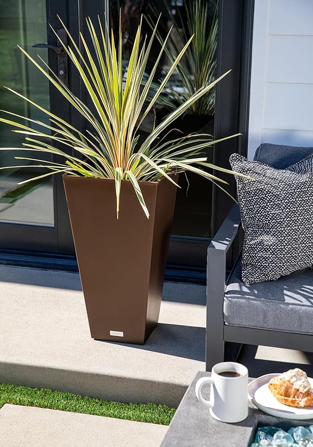 Veradek V-Resin Indoor/Outdoor Taper Planter, 2-Pack (26 inch, Espresso)